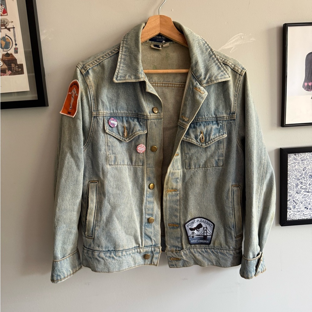 American Apparel Denim Jacket with mothman patch
